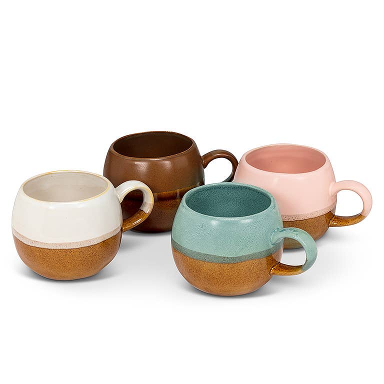 Wht/Brn Ball Mug-3.5"H(16oz)