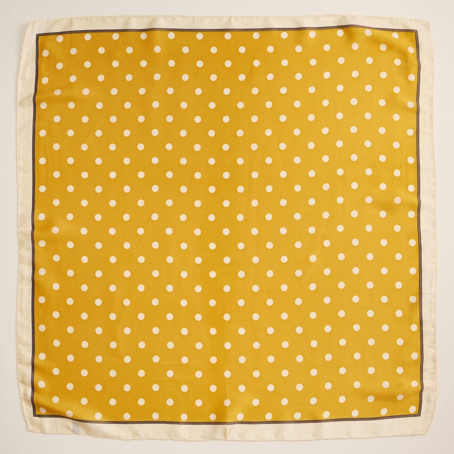 Polka Dot Square Scarf | Classic Vintage Design in Silk-Feel Fabric: Mustard / One