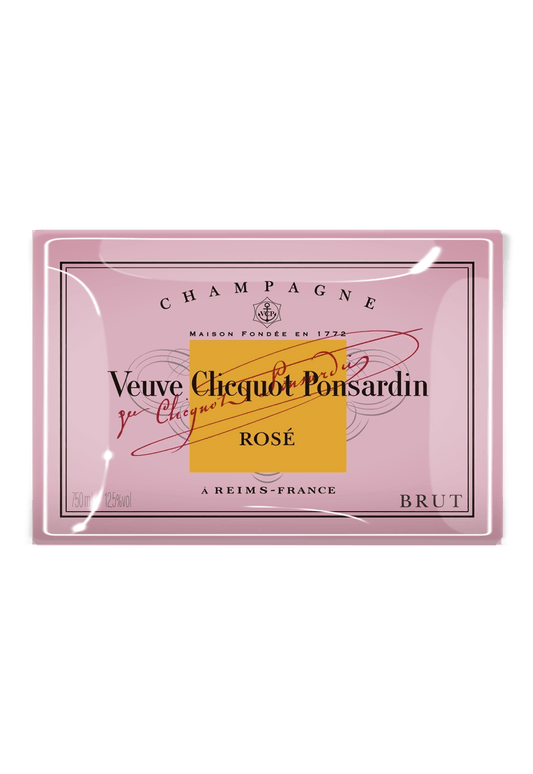 Veuve Cliciquot Pink Decoupage Glass Tray: (2) 3.5"X 5.5"