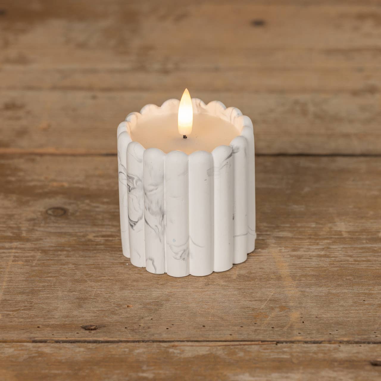 3" MARBLE CEMENT COLUMN 3D FLAME CANDLE