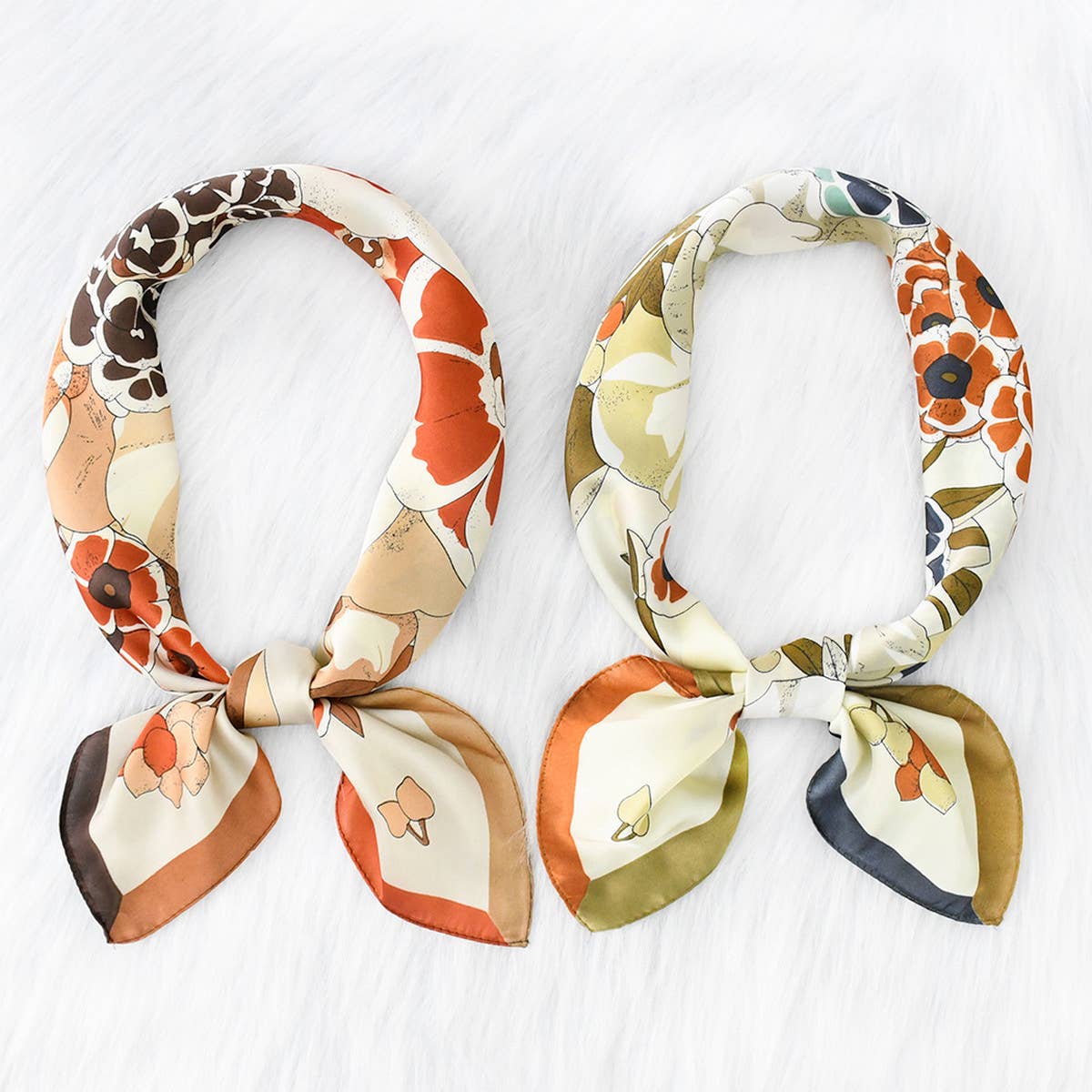 Elegant Floral Satin Scarf for Work & Sun