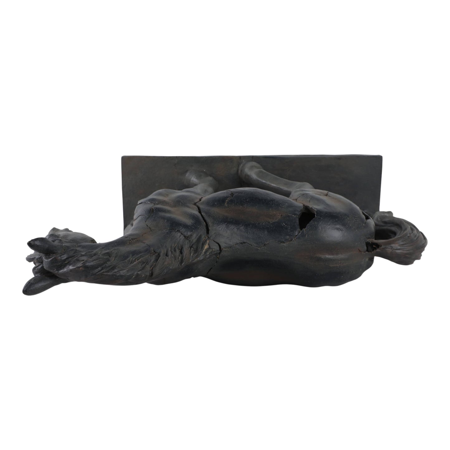 Aged Black Horse Sculpture
