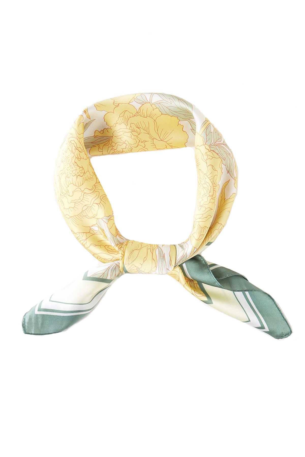FLORAL PRINT SQUARE SCARF BS0053: Yellow
