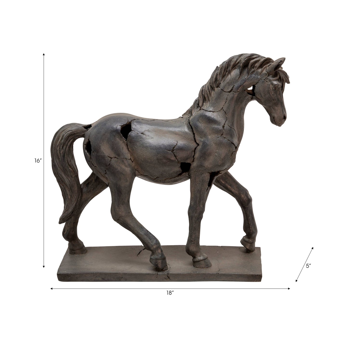 Aged Black Horse Sculpture