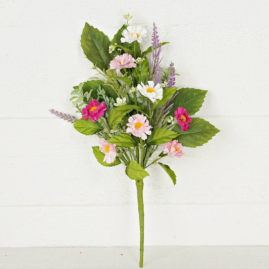 Pink Cream Daisy with Mix Leaves-14in Bush