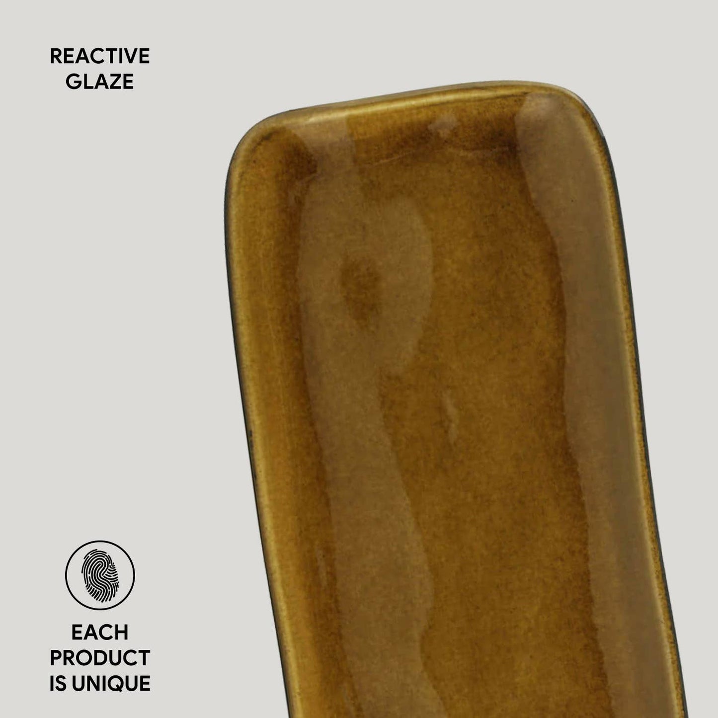 Rectangular Platter Medium 12.99 x 5.12" Amber: Yellow / Stoneware