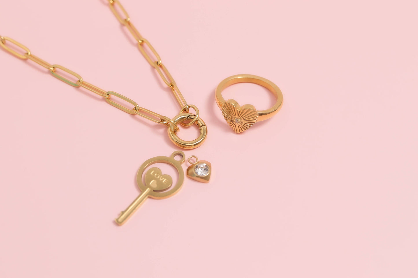 Stainless Steel Paperclip Carabiner Charm Holder Necklace: Stainless / 18"+2"