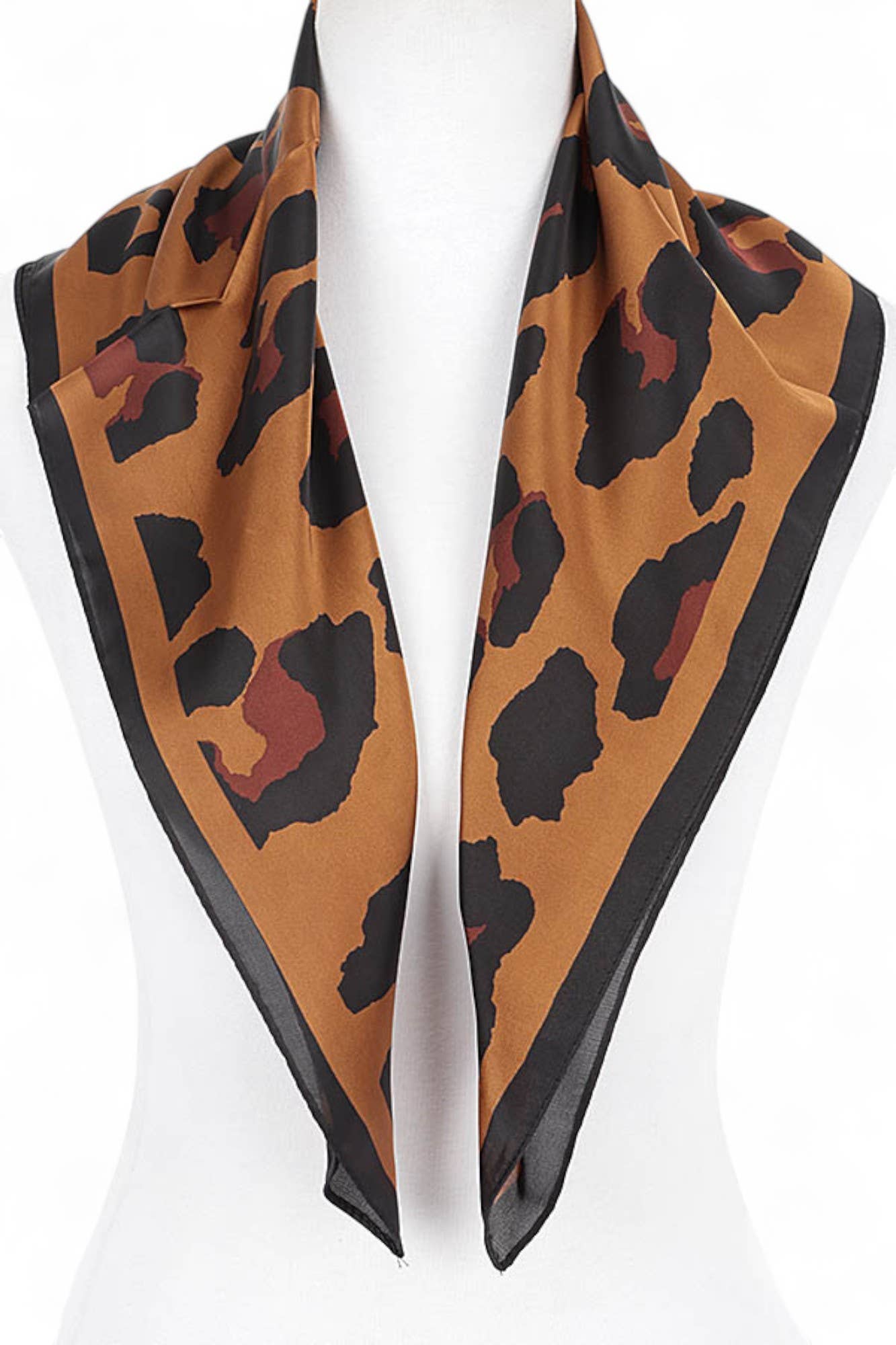 LEOPARD PATTERN BANDANA SILKY NECK SCARF: Beige