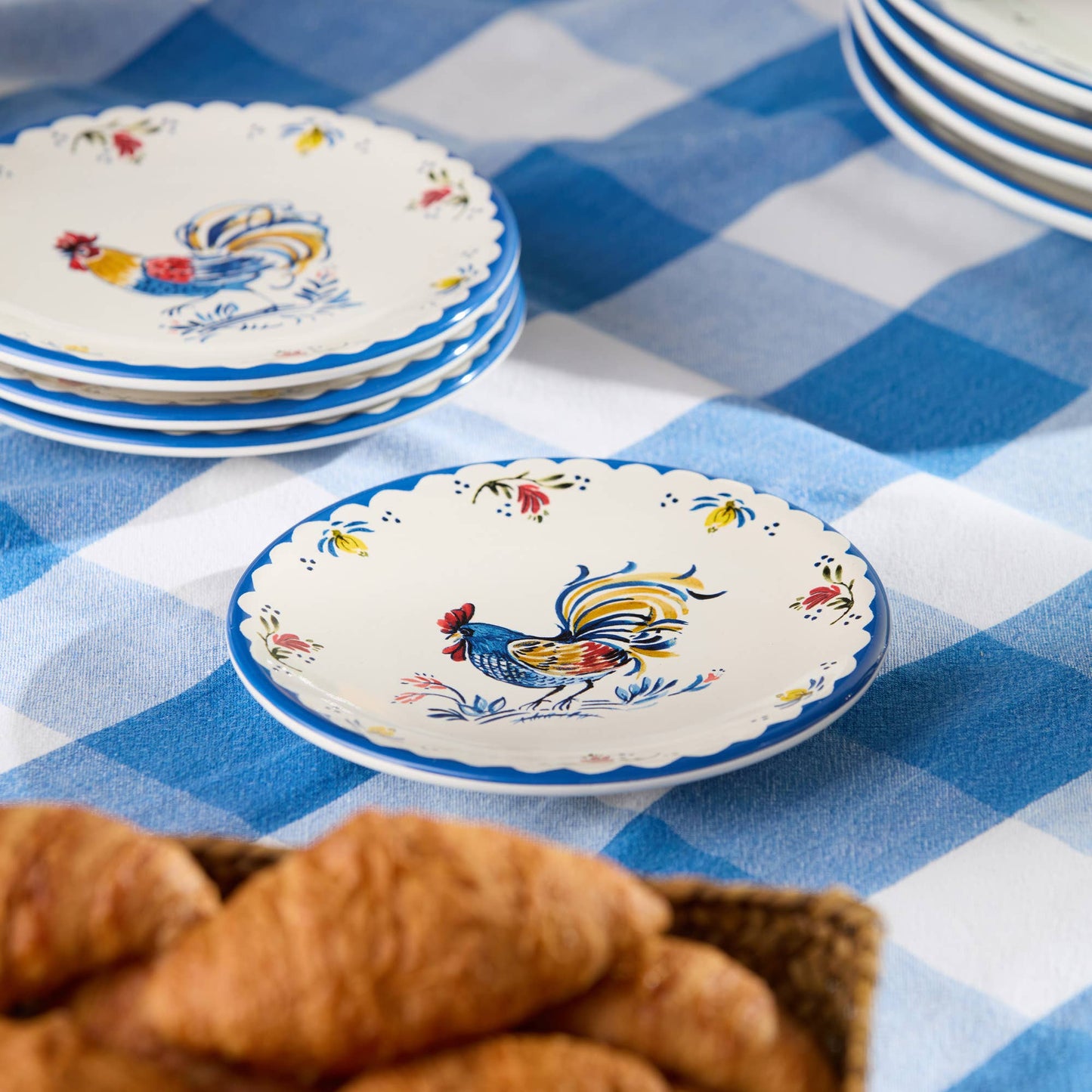 French Rooster Canape Plates 6in 4 asst