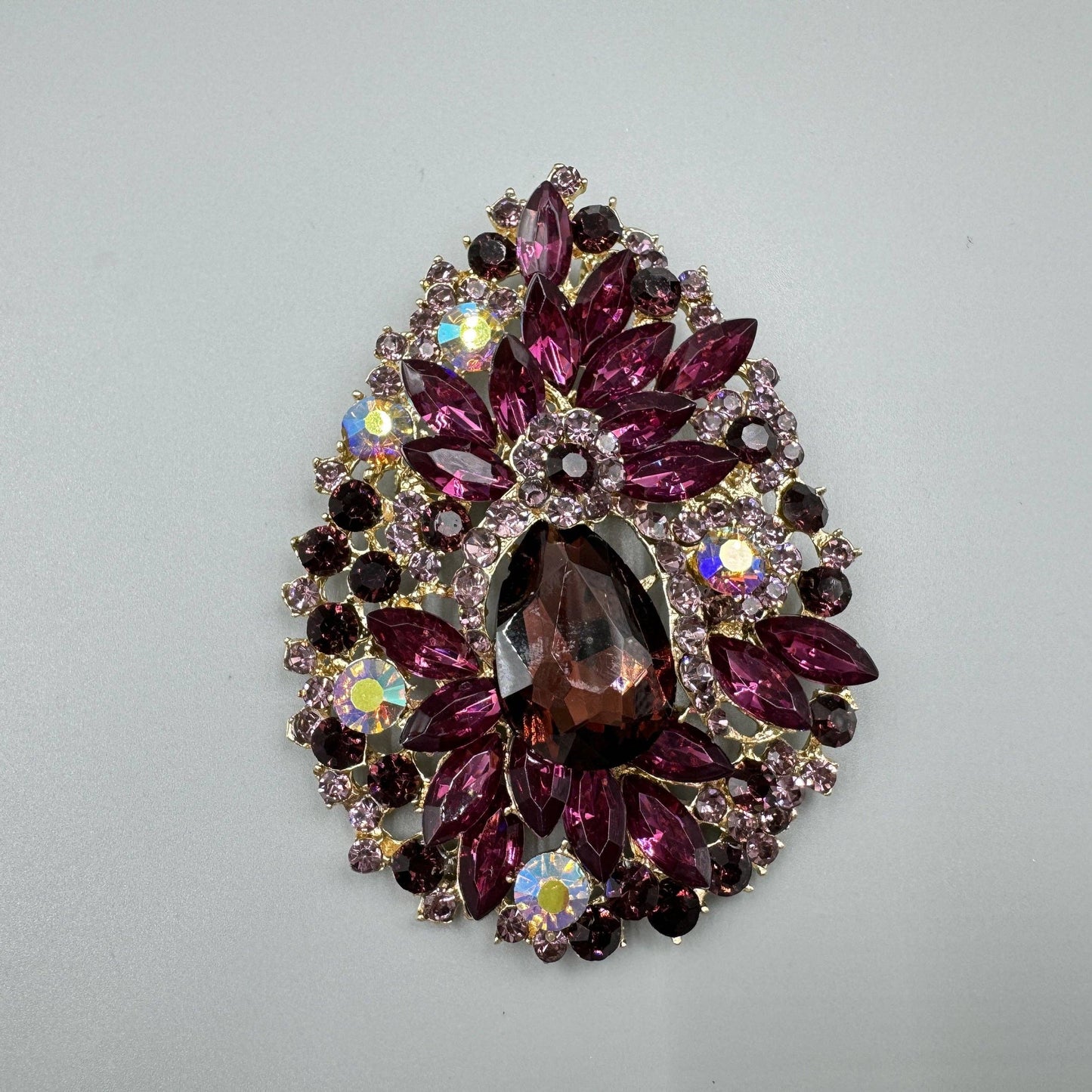 Teardrop Rhinestone Pin APA14939: Purple