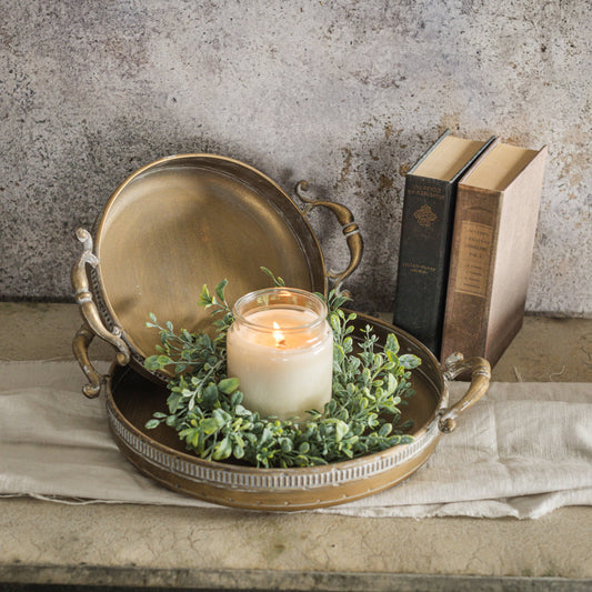 LARGE DETAILED GOLD TRAYS W/ HANDLES