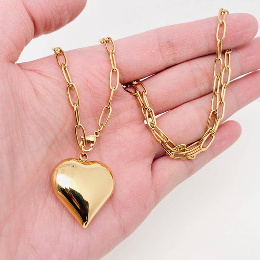 Chain Heart-shaped Charm Necklace - FGS