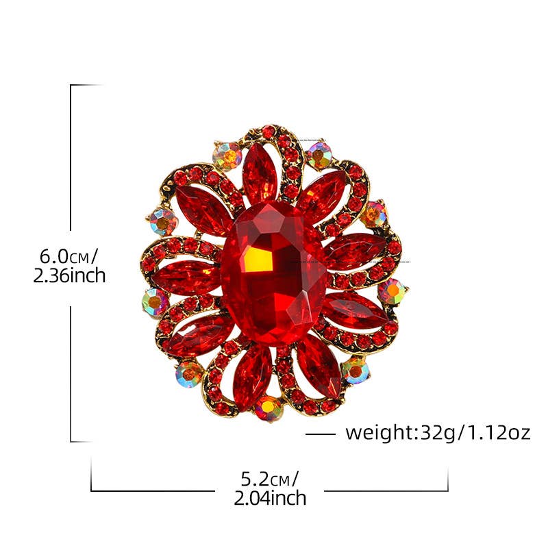 Baroque Floral Rhinestone Brooch Pin : Multi