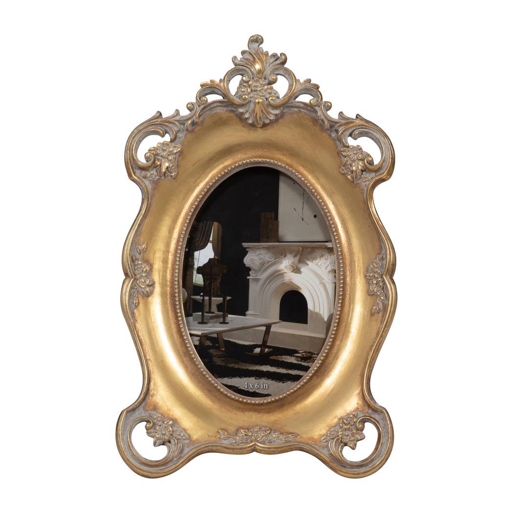 Gold Baroque Crown Oval Photo Frame