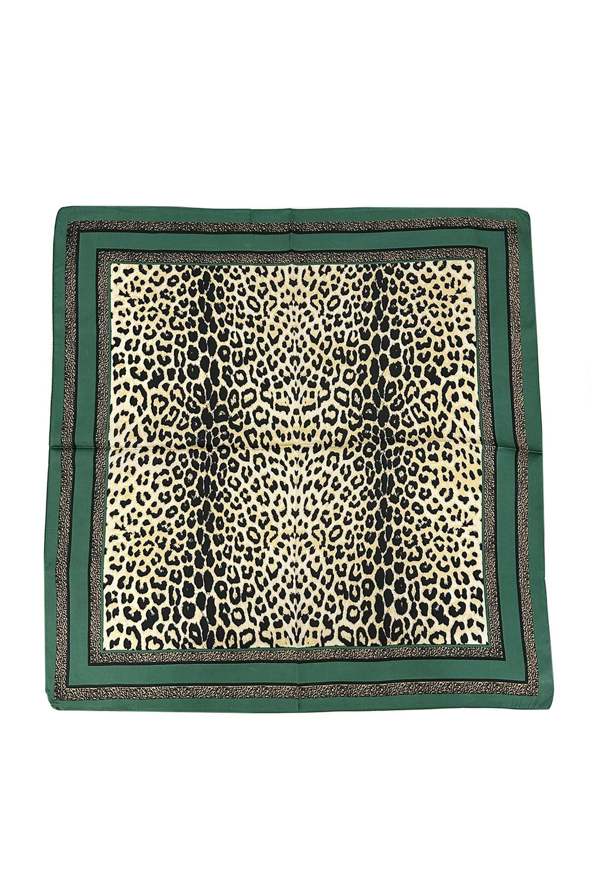 Green Leopard Printed Bandana Scarf: Green