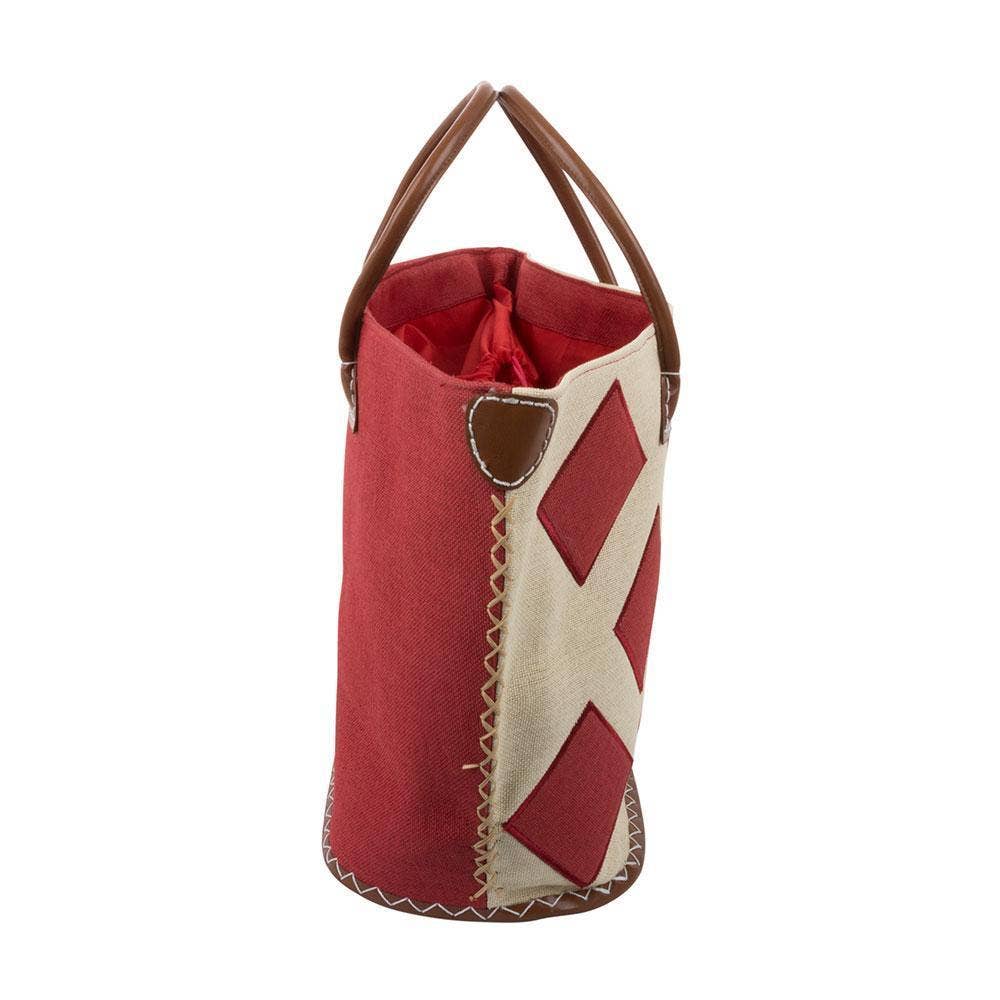 Turquoise: Straw Diamond Tote Bag