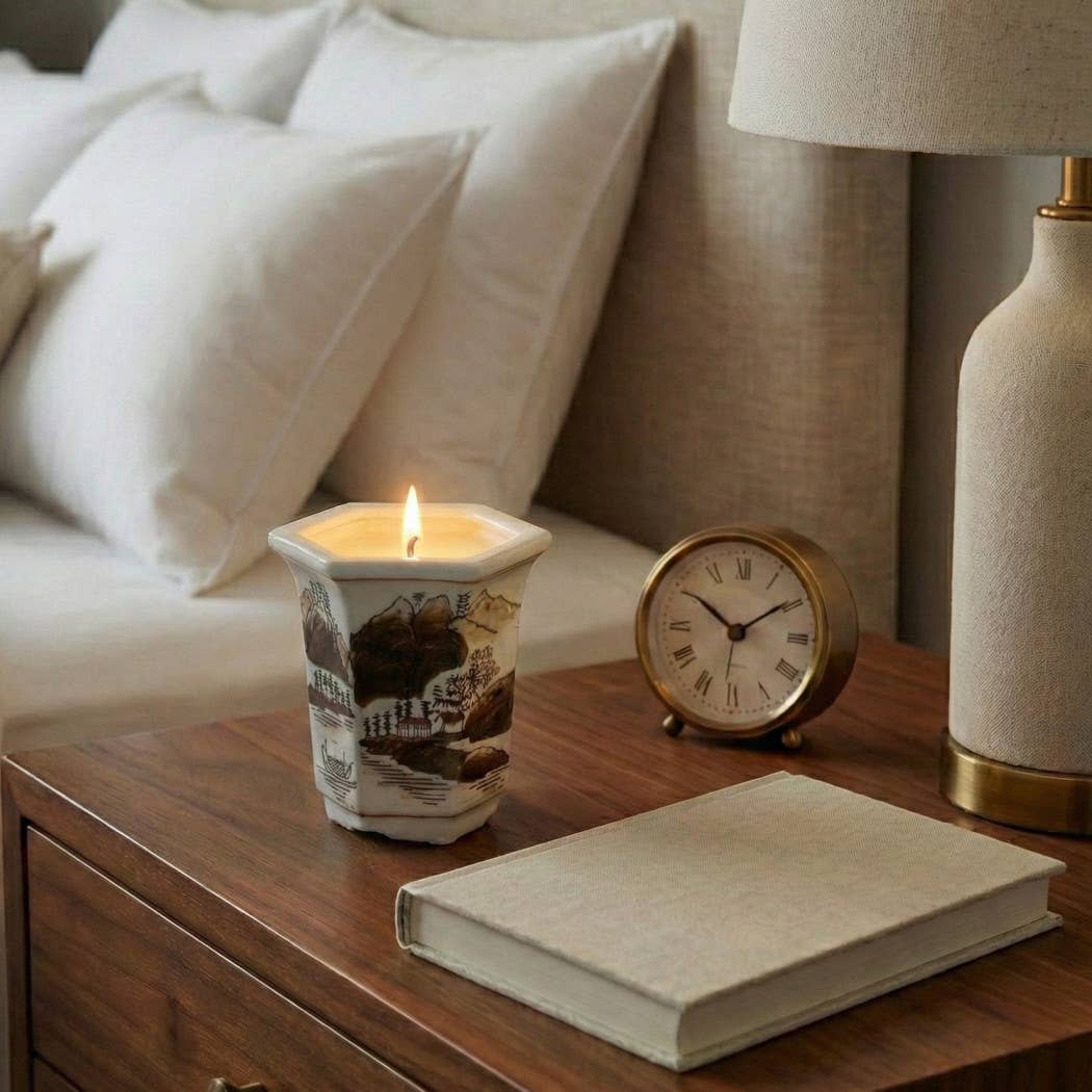 Scented Candle - Sage & Eucalyptus Brown Ceramic, 6 Oz
