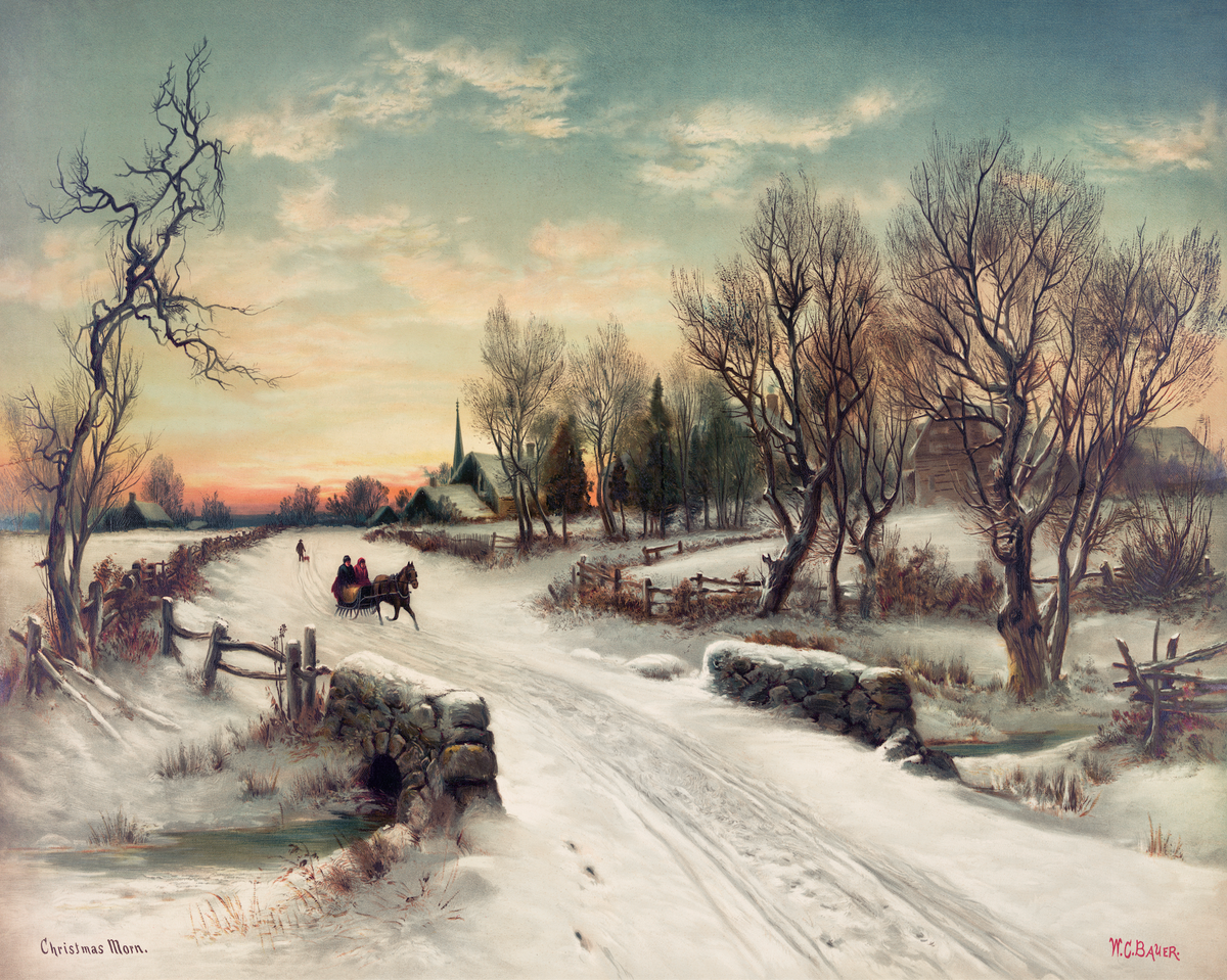 Christmas Morning Antique Art Print: 8x10