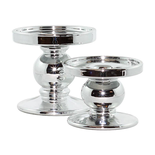 Estelle Pillar Candle Holders | Silver