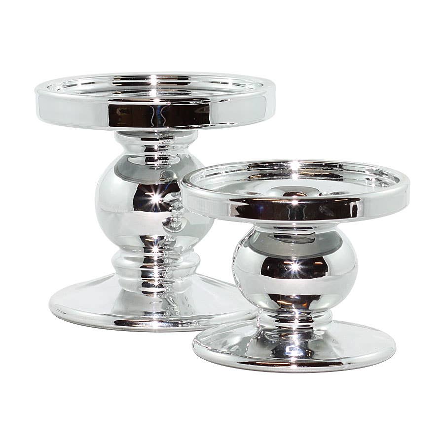 Estelle Pillar Candle Holders | Silver