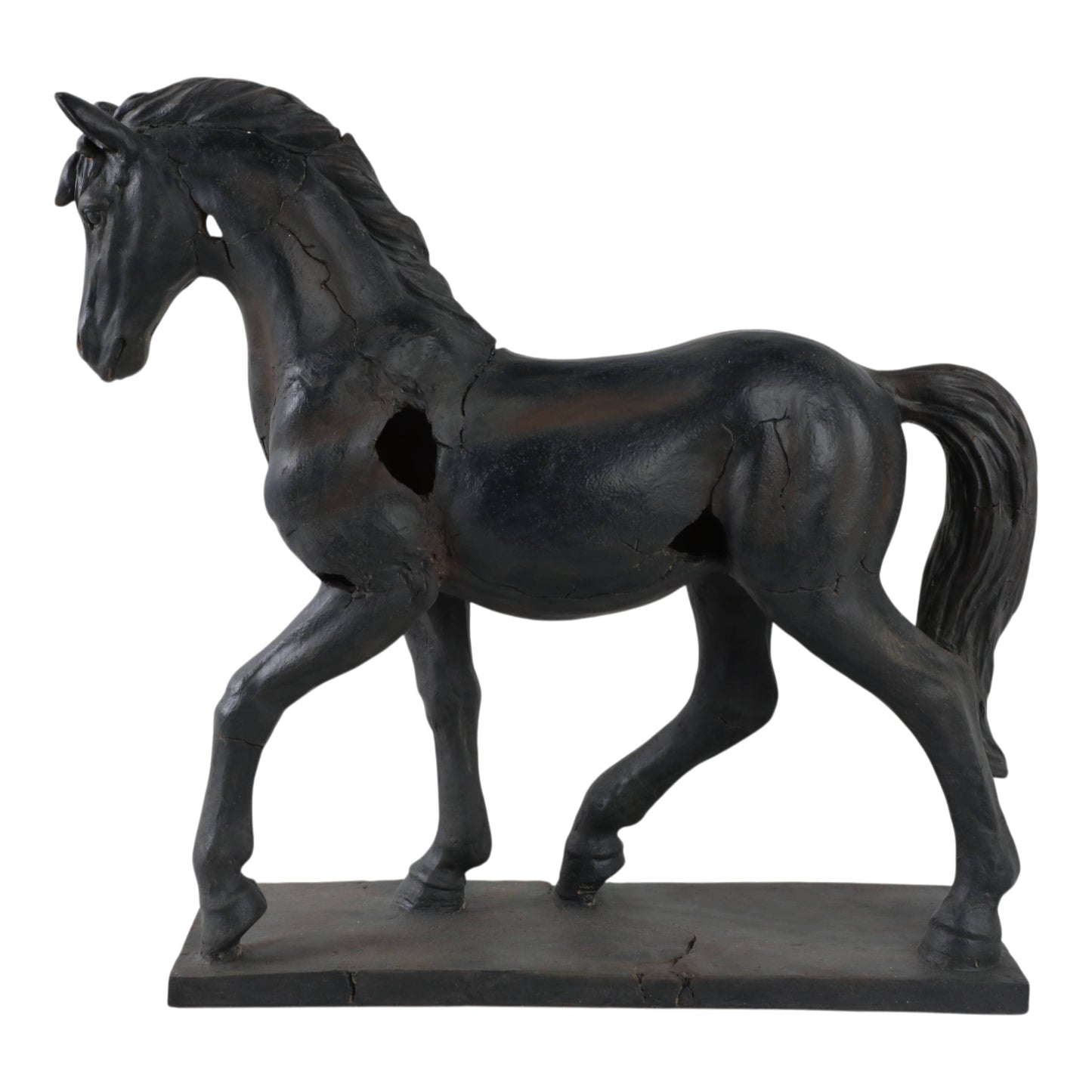 Aged Black Horse Sculpture