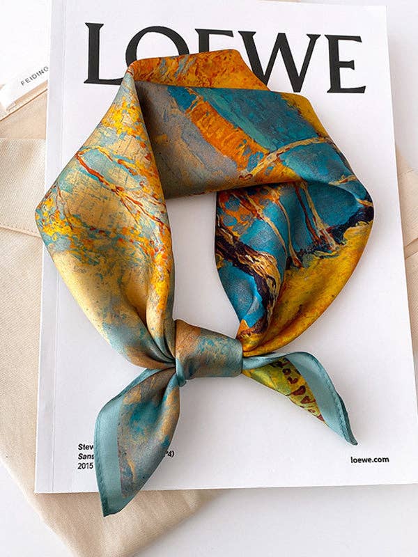 Leisure Fashion Square Printed Scarf: YELLOW / One_size