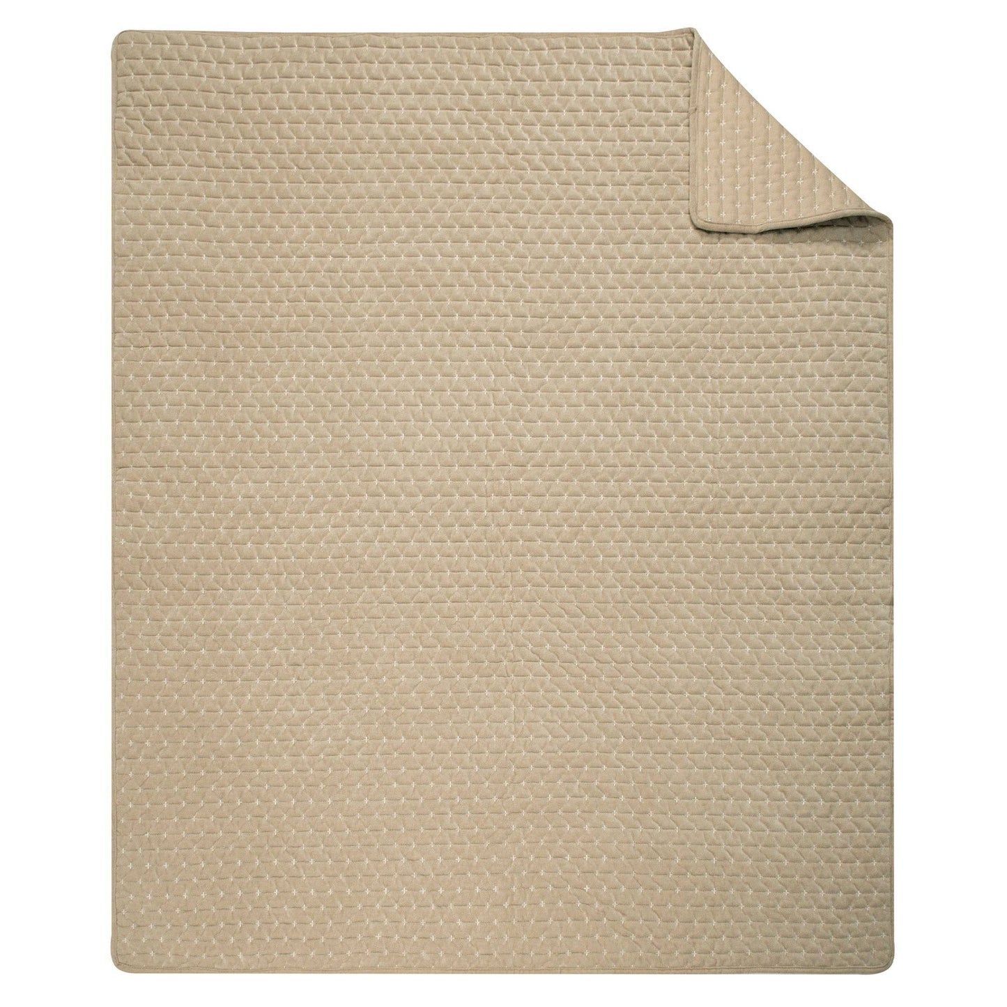 TAUPE-Velvet Stitch Quilted Throw