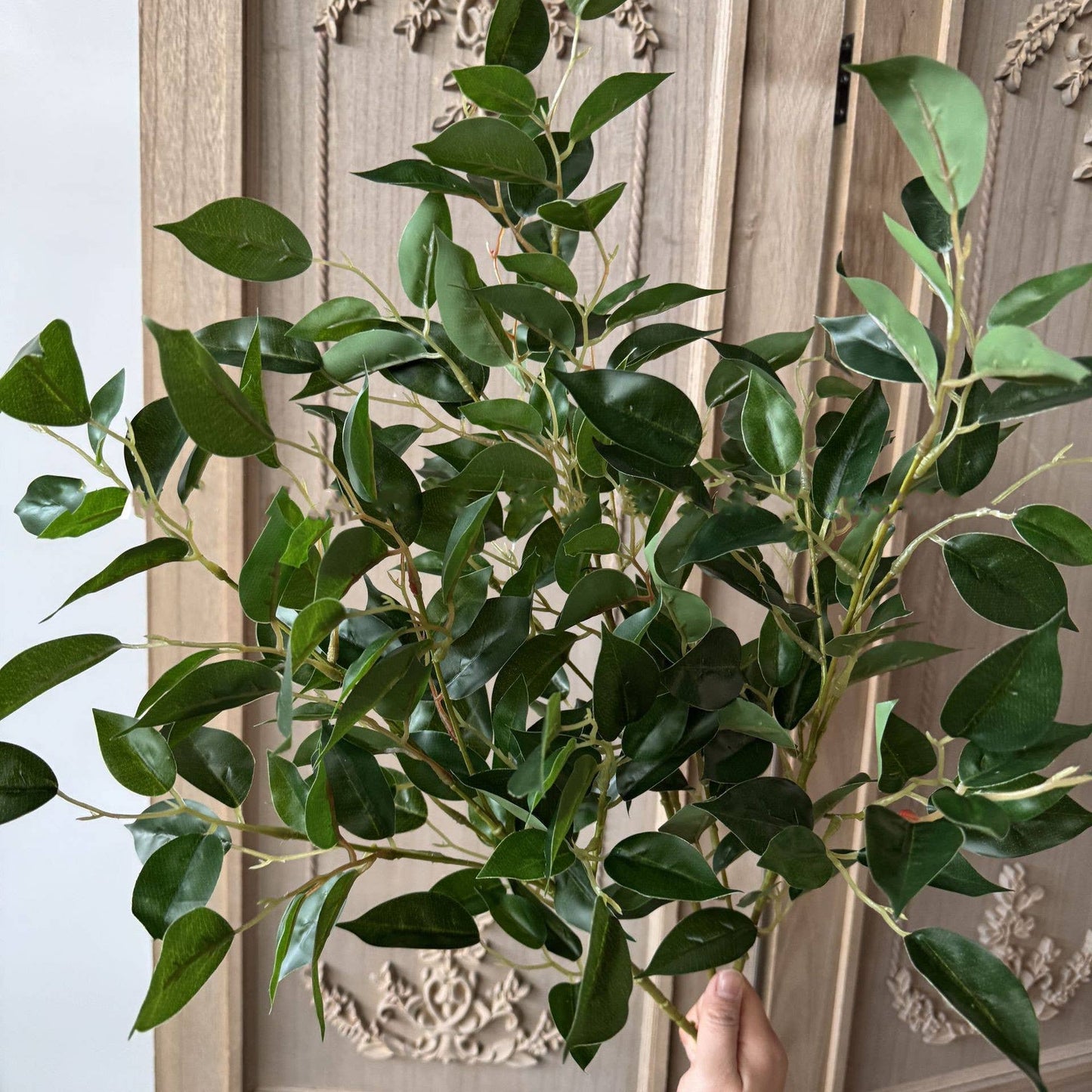 33''T Soft Touch Banyan Leaves Stem, Faux Greenery Stem: Mixture