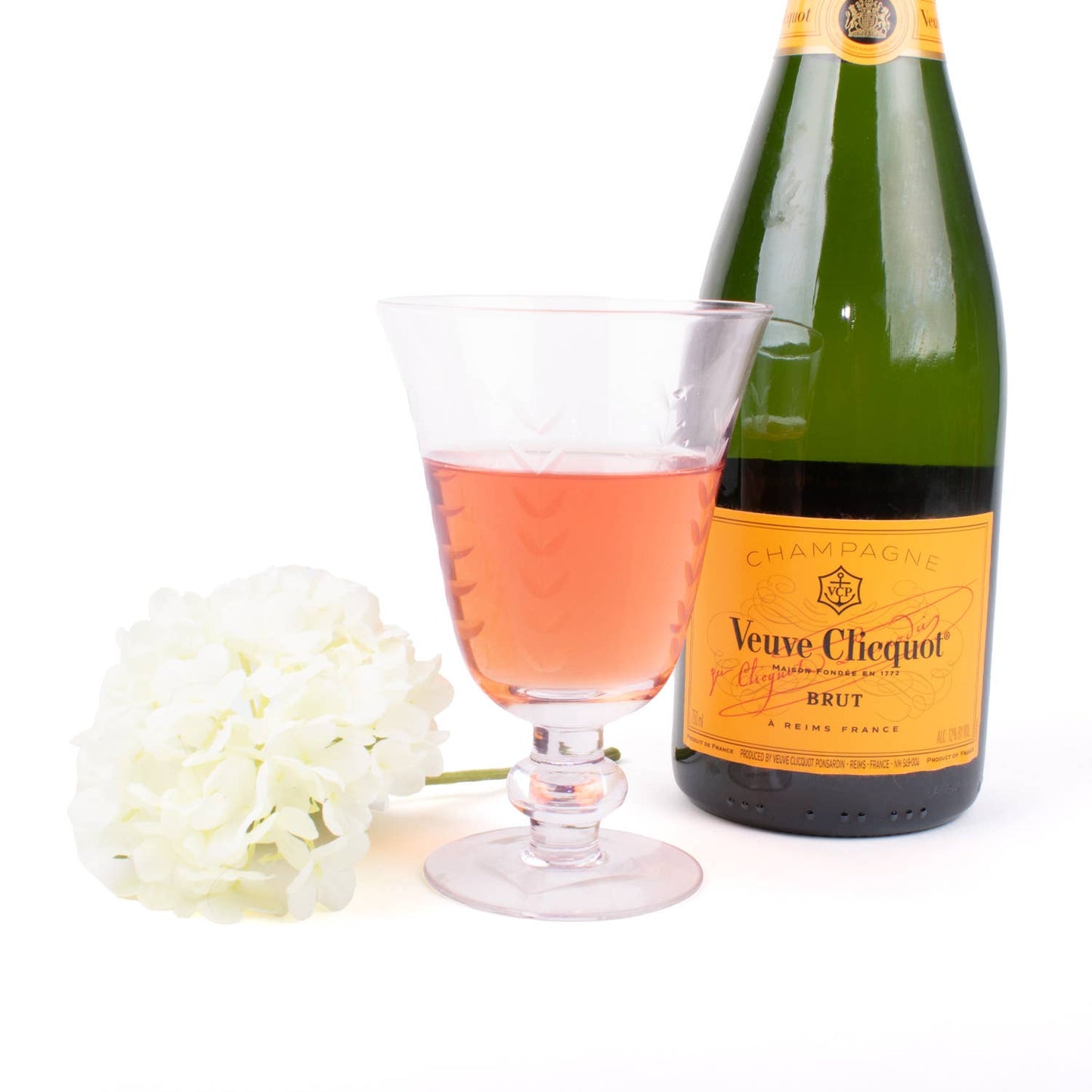 Clear Etched Wine Glass