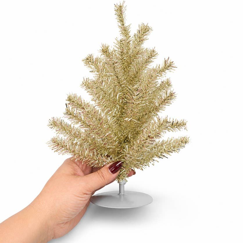 12" Tinsel Tabletop Christmas Tree - Select Color: Silver