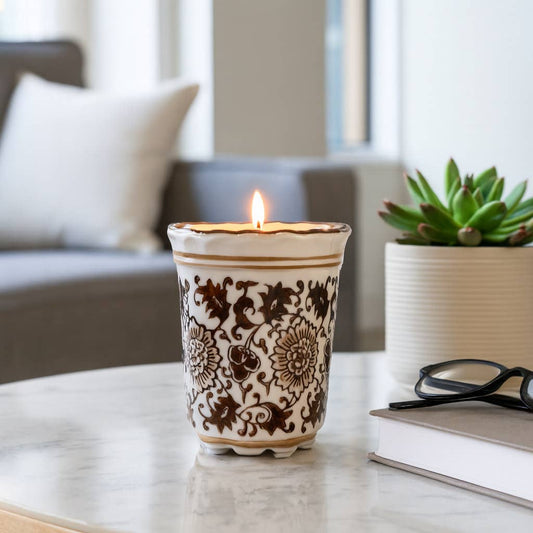 Jasmine - Brown and White Ceramic, 7 Oz