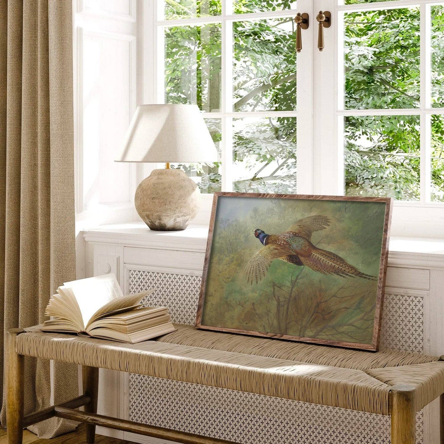 Flying Pheasant Thanksgiving Autumn Art Print: 11x14
