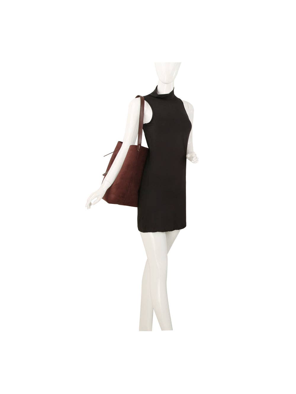 Brown Suede Bucket Bag w/Clutch