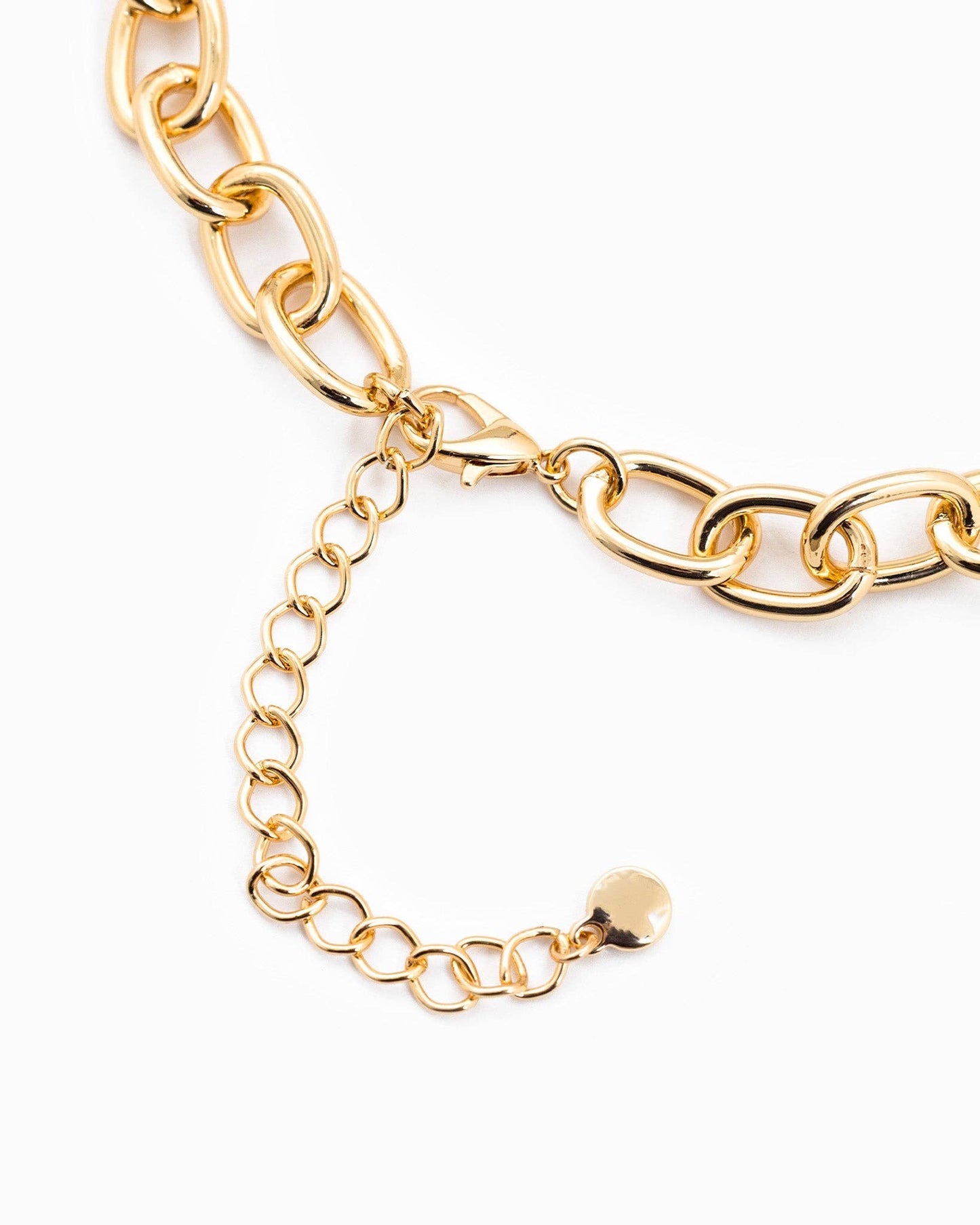 Puffy Heart Chunky Oval Chain Necklace: Gold