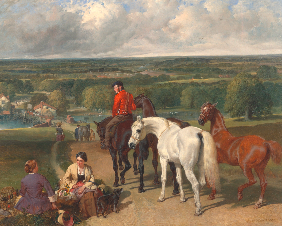 Exercising the Royal Horses Antique Art Print