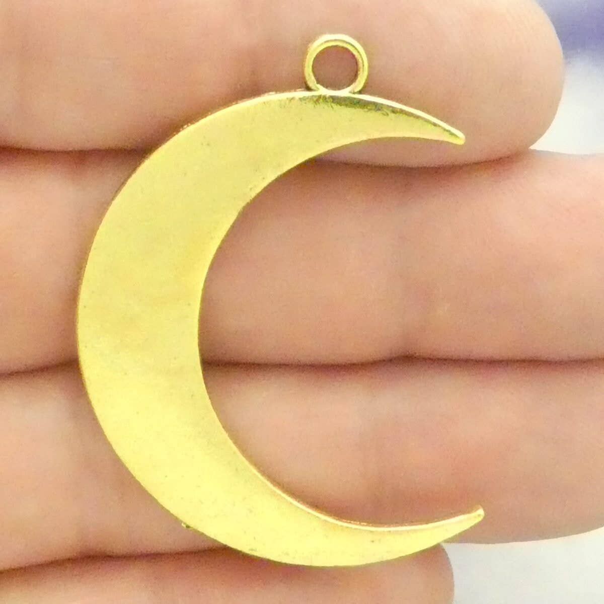 3 Gold Crescent Moon Charm Pendants by TIJC