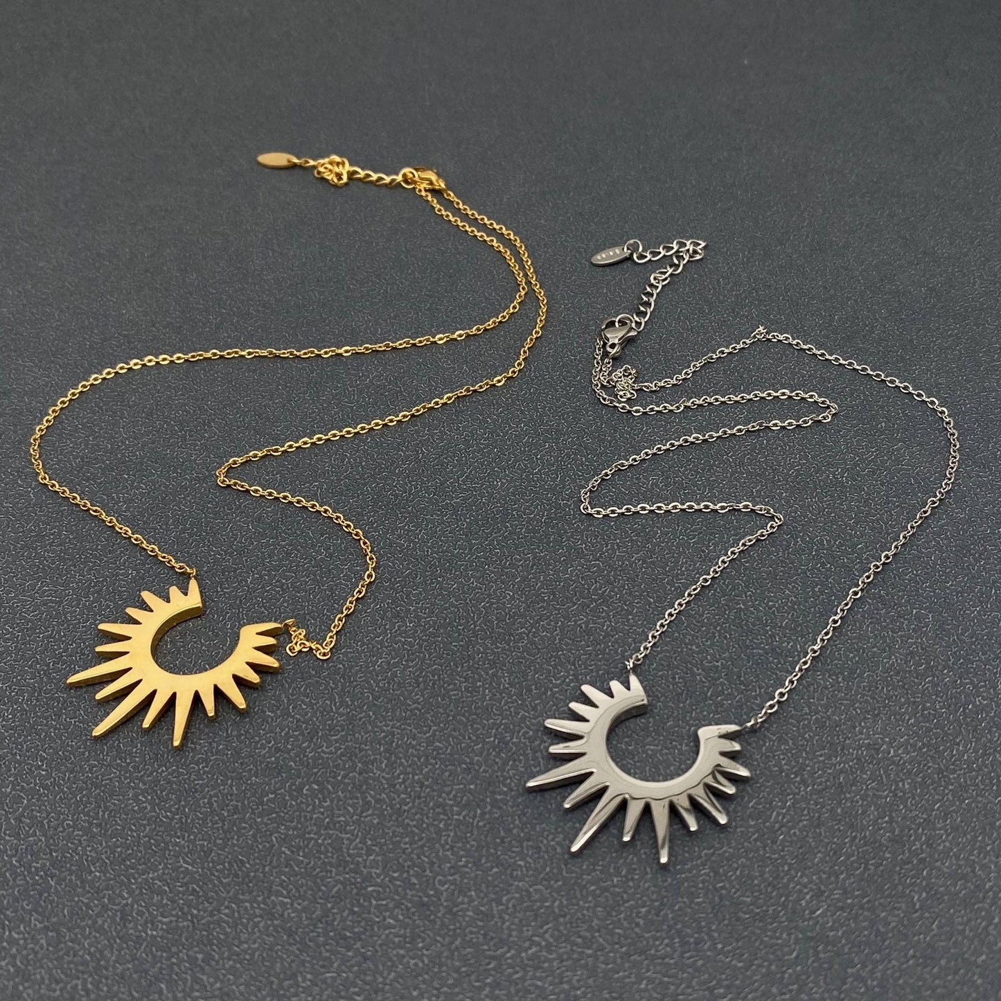 FGS- Sunburst Charm 18K Gold Plated Stainless Steel Necklace