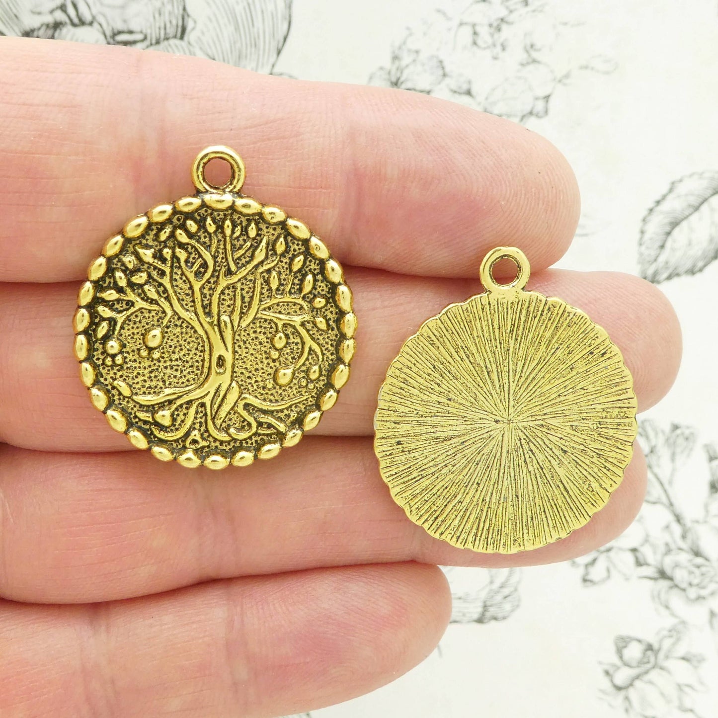 2 Tree of Life Charm Pendant Gold by TIJC SP2069