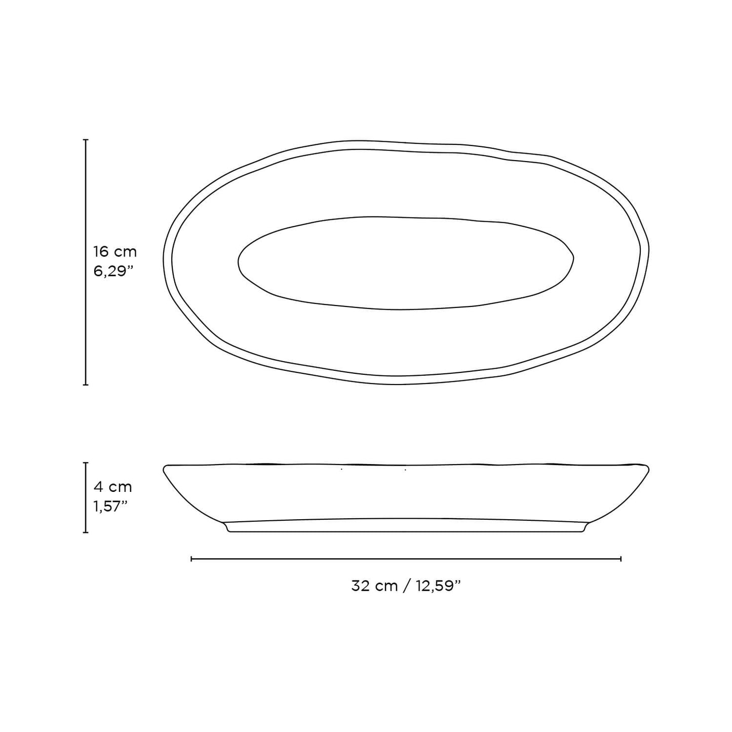 Deep Oval Platter Large Stoneware 12.6 x 6.3" Amber: Yellow / Stoneware
