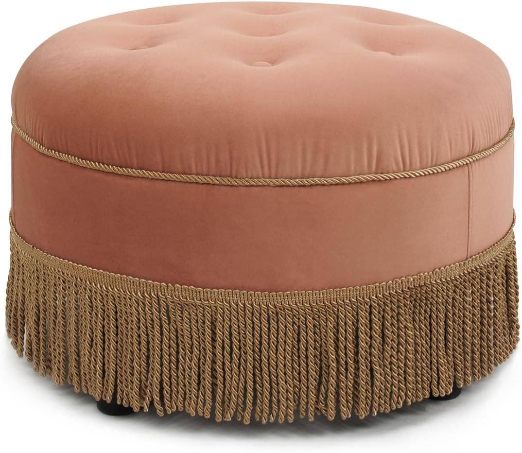Purple Floral: 24" Round Upholstered Accent Ottoman