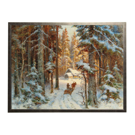 Vintage oil reproduction of a snowy winter scene: Black With Bead 1300-905 U / 10" X 8"