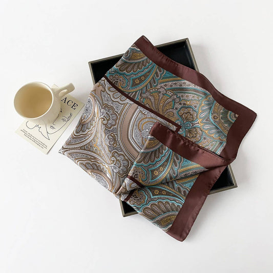 Letter Print Satin Square Scarf
