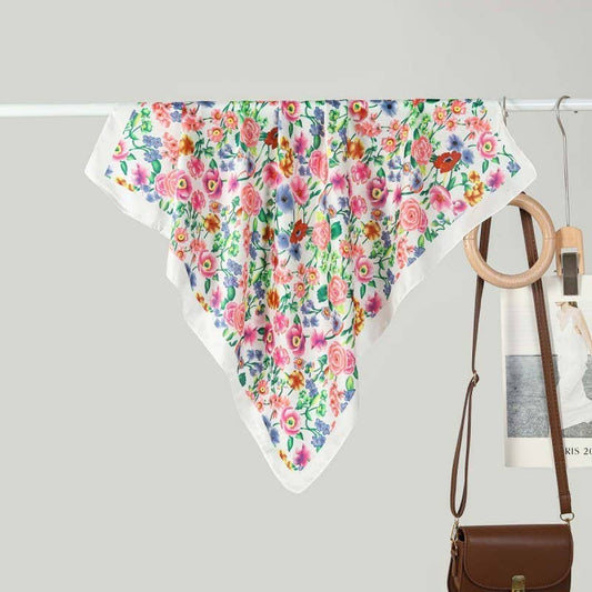 LARGE FLORAL PRINT BANDANA SCARF |  White