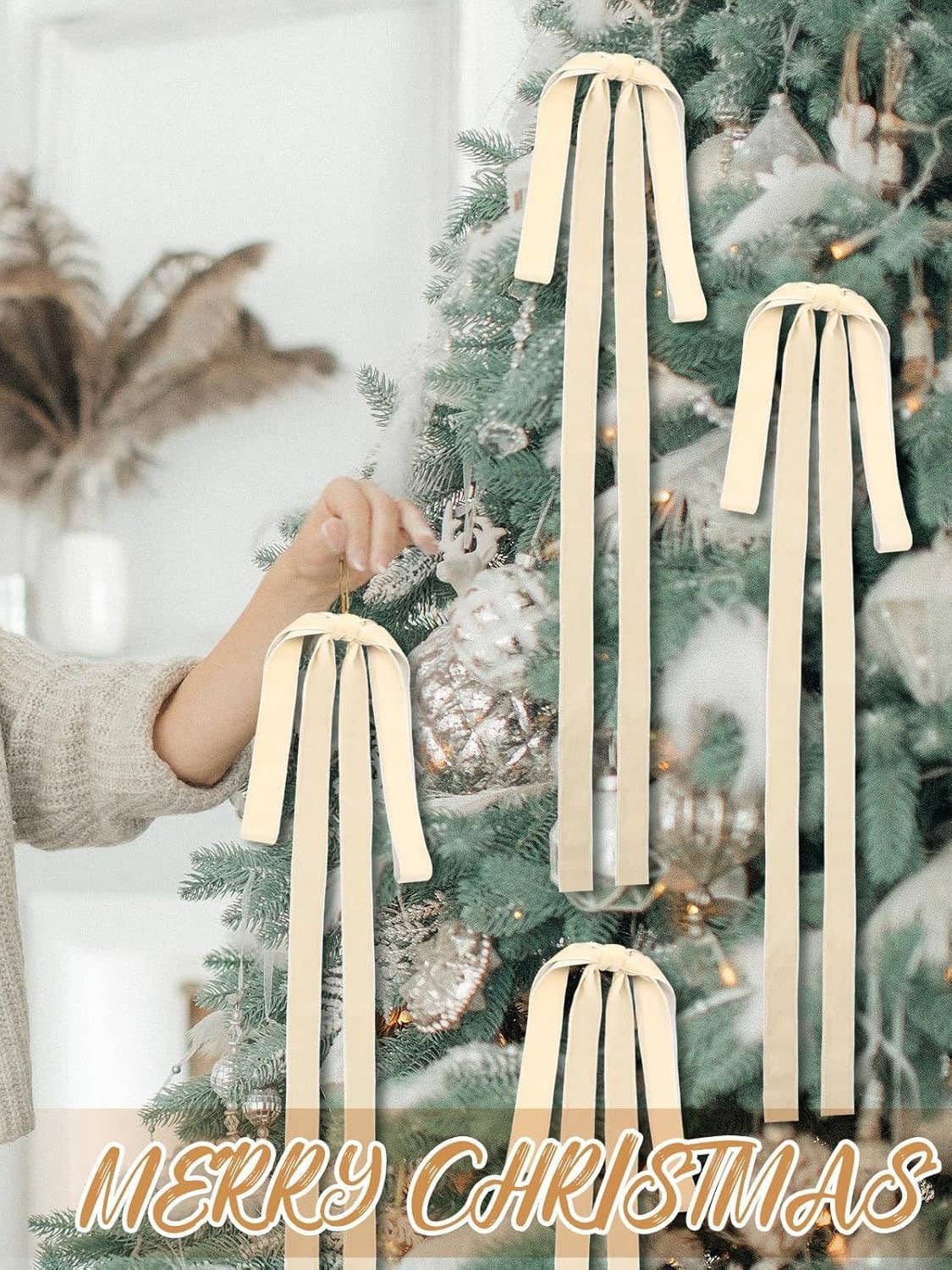 Jumbo size Velvet ribbon bow Christmas tree xmas decor: Forest / L