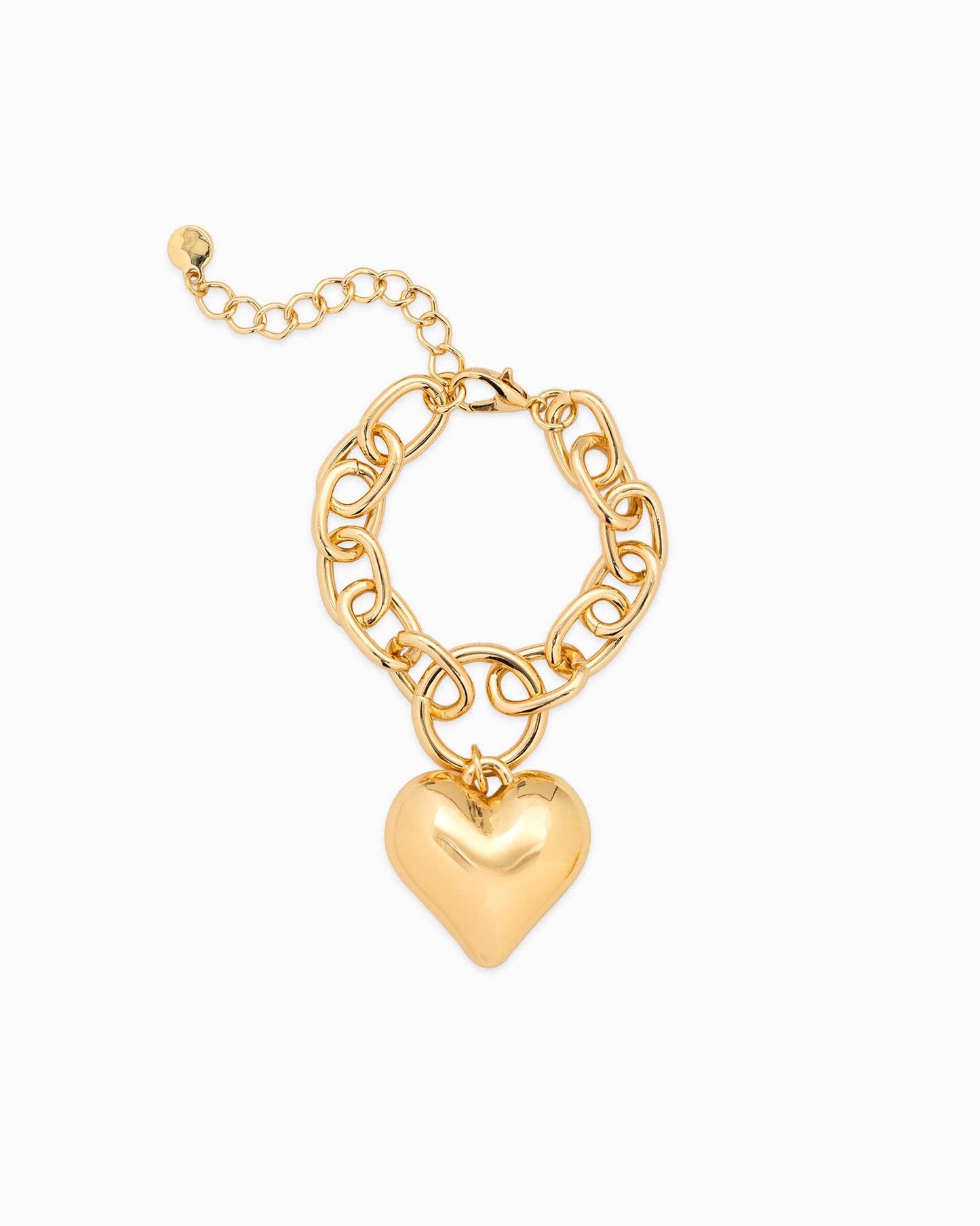Puffy Heart Chunky Oval Chain Bracelet: Rhodium