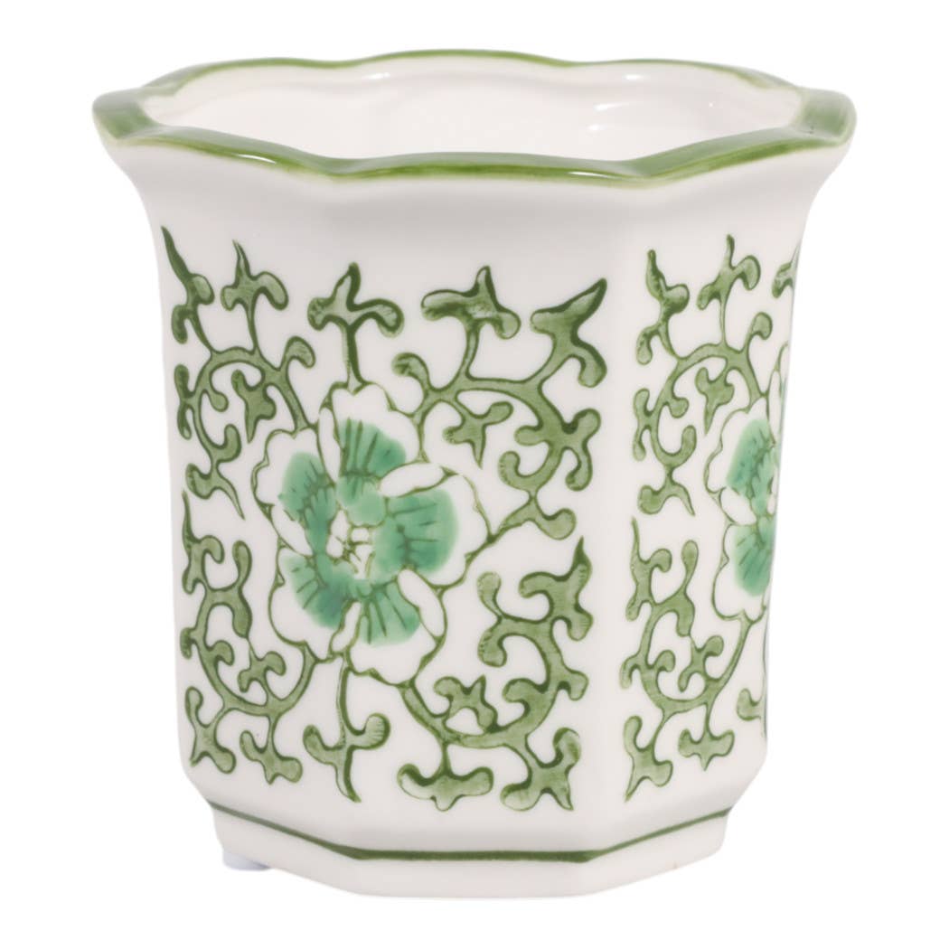 Scented Candle -  Plumeria Green and White Ceramic, 6 Oz