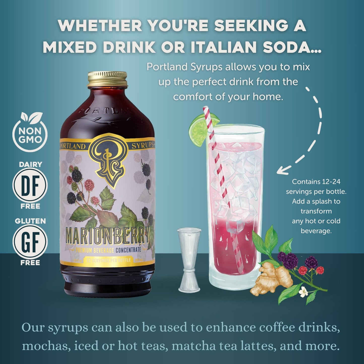 Marionberry Syrup 12oz - cocktail / mocktail beverage mixer