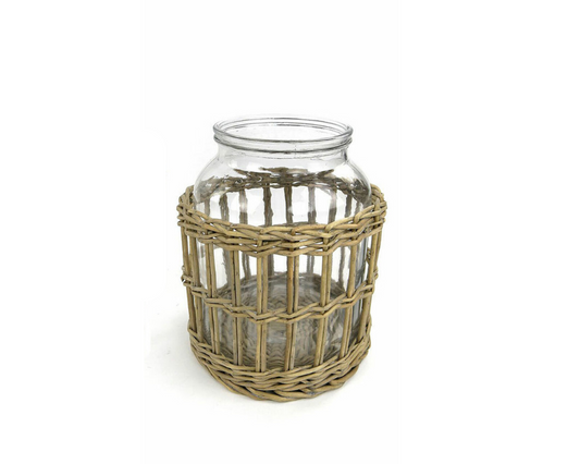 Glass & Wicker Vase