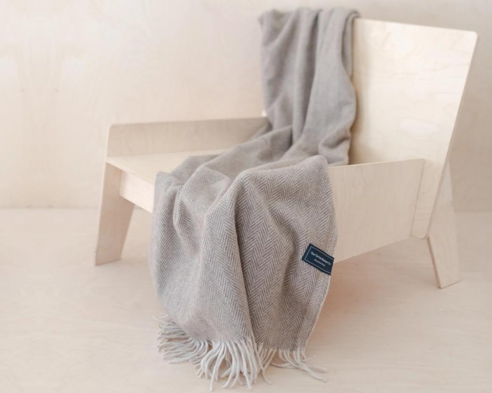 Herringbone Recycled Wool Blanket