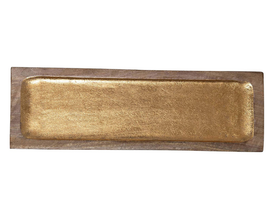 Wood Tray w/ Gold Leaf